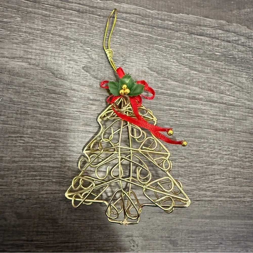 Bundle of 2 Gold Wire Christmas Ornaments